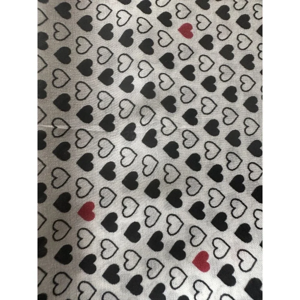 Talbots White Black Red Heart Print Square‎ Scarf